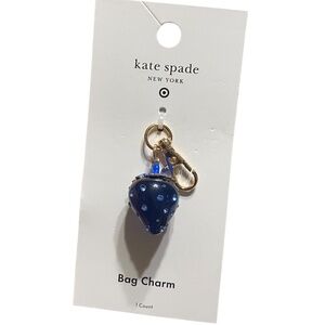 Kate Spade New York x Target - Blue Strawberry Bag Charm Keychain Gold - NWT